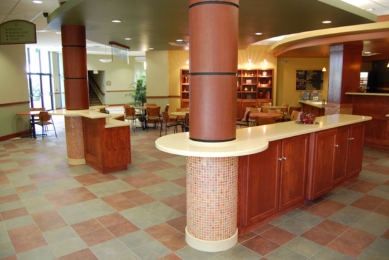 Highland Oaks Church, cafe with checkerboard tile floor