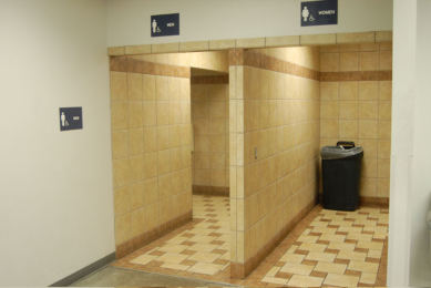 Lowe's, restroom entry with tile