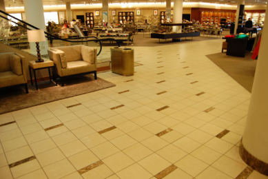 Nordstrom, sales floor with tile inlay pattern